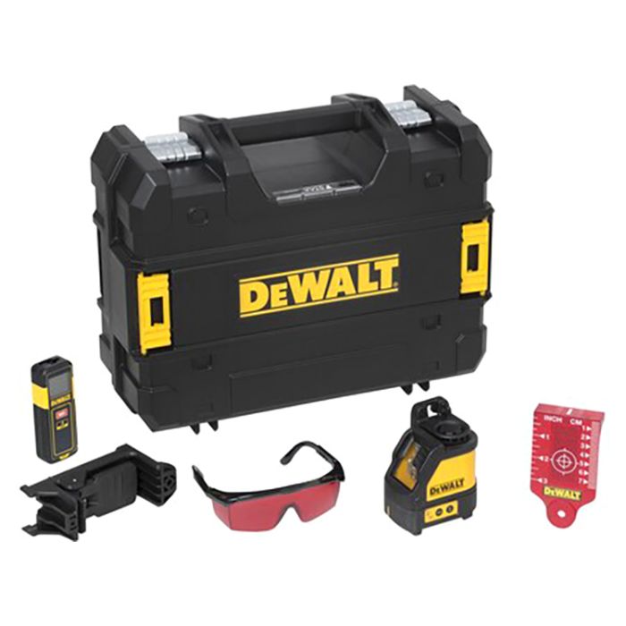 DeWalt DW0886K 65' Red Cross Line Laser Level and Laser Distance Measurer Kit