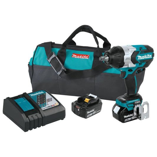 Makita XWT08T 1/2" Cordless Square Drive Impact Wrench Kit with Friction Ring Anvil 5.0 Ah Battery