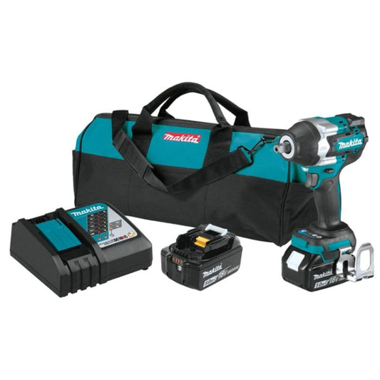 Makita XWT18T 18V LXT 1/2" Square Drive Cordless Impact Wrench Kit with Detent Anvil 5.0Ah