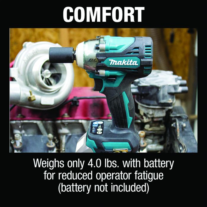 Makita XWT15Z LXT 1/2" 18V Cordless 4‑Speed Square Drive Impact Wrench with Detent Anvil, Bare Tool