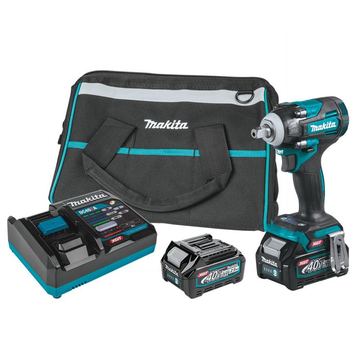 Makita GWT05D XGT 1/2" 40V Max 2.5 Ah Cordless 4‑Speed Square Drive Impact Wrench Kit with Detent Anvil
