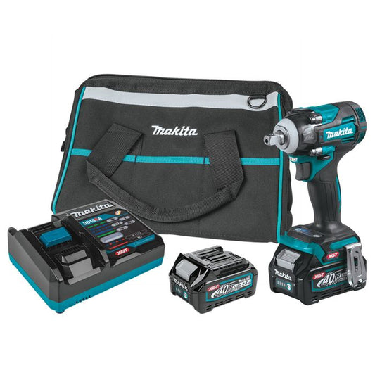 Makita GWT05D XGT 1/2" 40V Max 2.5 Ah Cordless 4‑Speed Square Drive Impact Wrench Kit with Detent Anvil