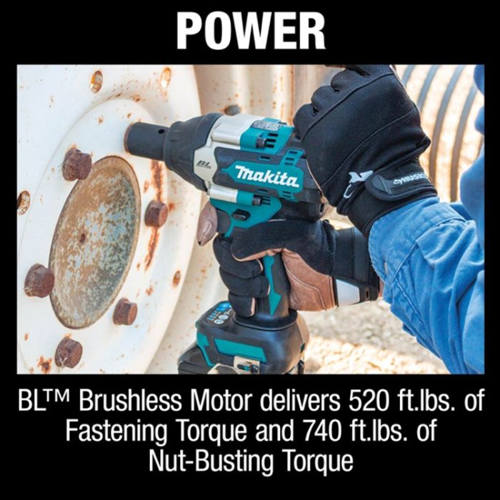 Makita XWT18T 18V LXT 1/2" Square Drive Cordless Impact Wrench Kit with Detent Anvil 5.0Ah